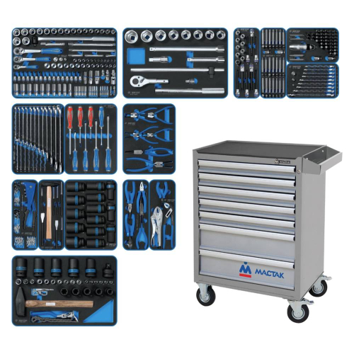 Набор инструментов "ACTION" в серой тележке, 327 предметов KING TONY 934-327AMG