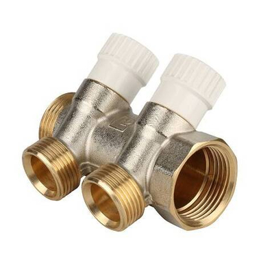 Коллектор регулирующий проходной STOUT SMB 6851 - 1" (НР/ВР) на 2 контура 1/2"EK (евроконус)