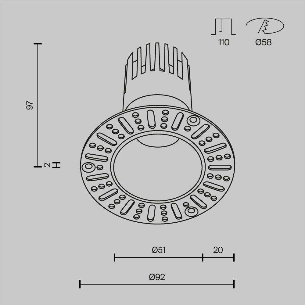 Встраиваемый светильник Technical DL120-10W-3K-TRS-B