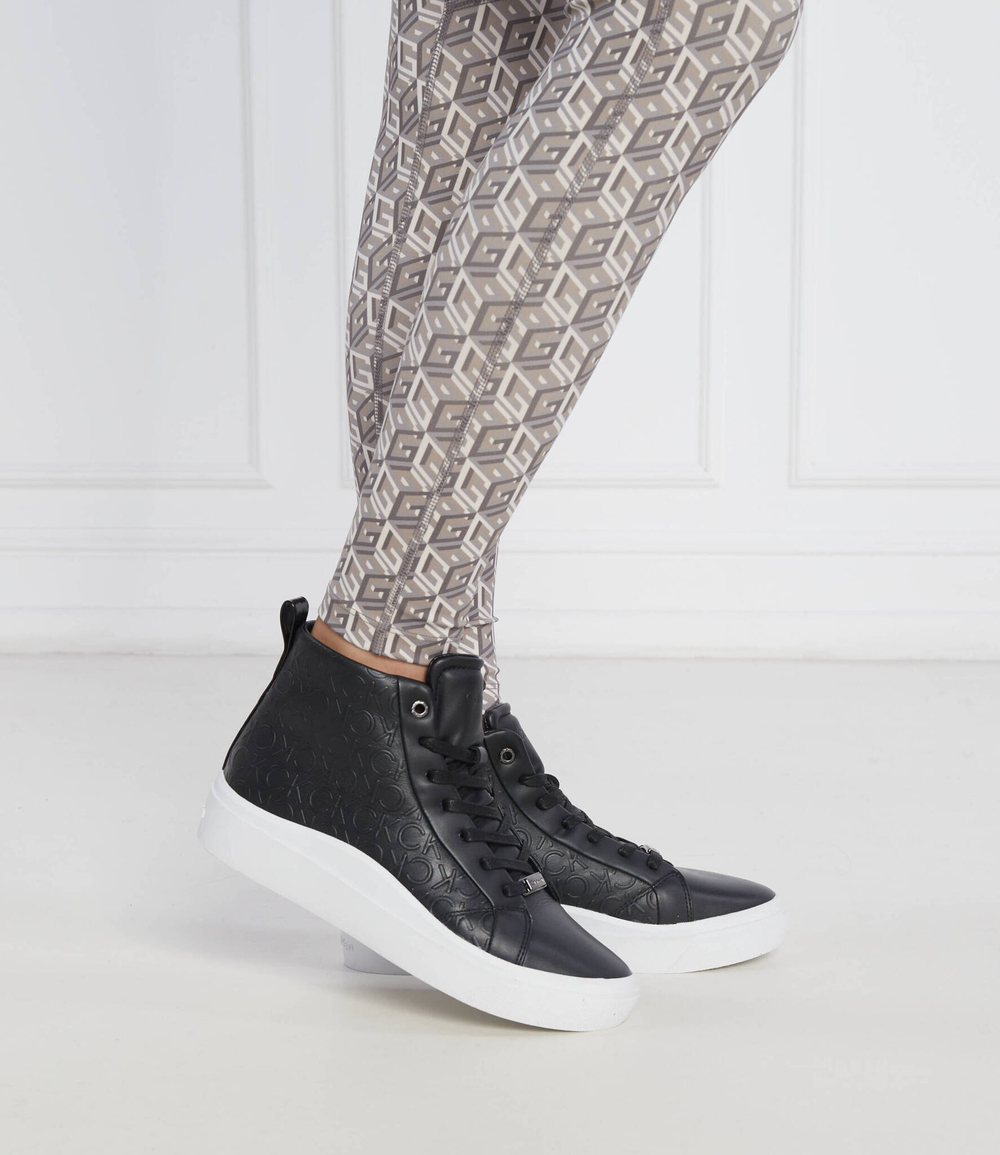 Кожаные кроссовки cupsole wave high top Calvin Klein - черный(HW0HW01330)
