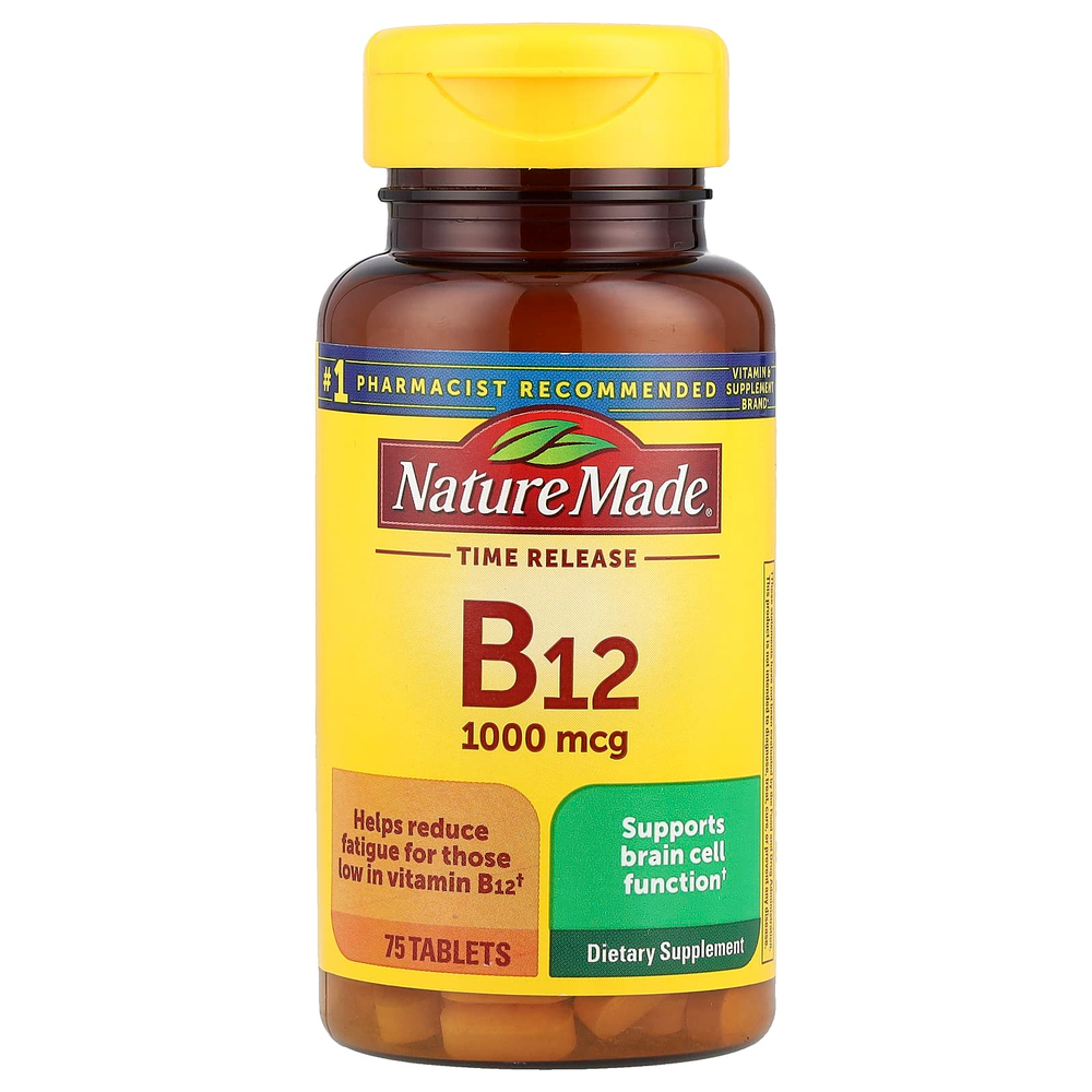 Nature Made, Витамин B12, замедленное высвобождение, 75 таблеток
