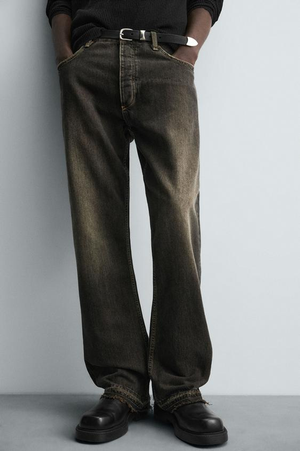 ZARA ДЖИНСЫ RELAXED FLARED FIT, КОРИЧНЕВЫЙ