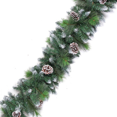 Гирлянда хвойная «Снежное кружево» 2,7 м d=35 см, ПВХ, леска, шишки, белый иней (ST2005-270)