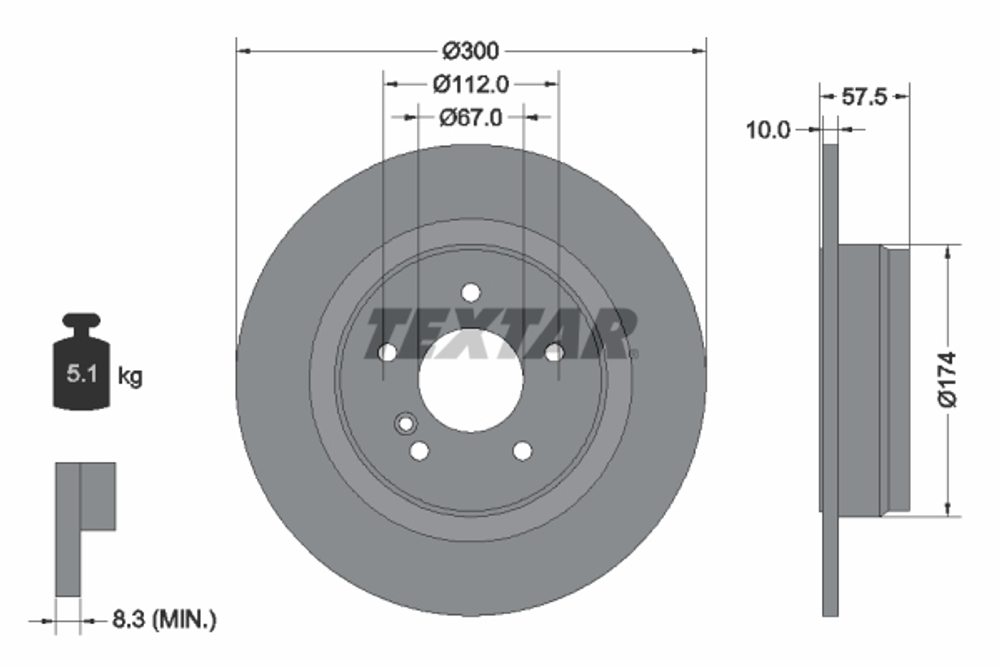 TEXTAR - 92163303-TET - Brake Disc