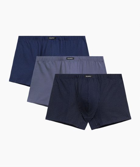 Трусы мужские боксеры (3шт), Atlantic 3MH-218, хлопок, кобальт + деним + темно-голубой