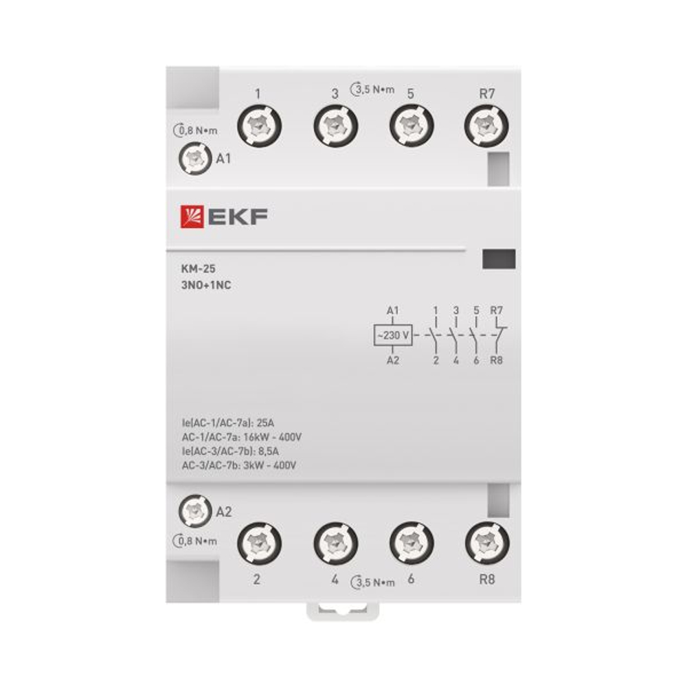 Контактор модульный КМ 25А 3NO+1NC 230В АС (3 мод.) PROXIMA EKF