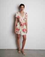 Платье мини из вискозы розы молочный