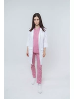 Медицинский халат женский укороченный на пуговицах TZ120-WHT