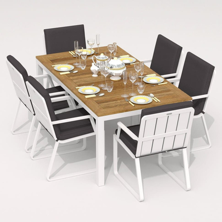 Стол обеденный ТЕЛЛА  из тика 180x90 белый