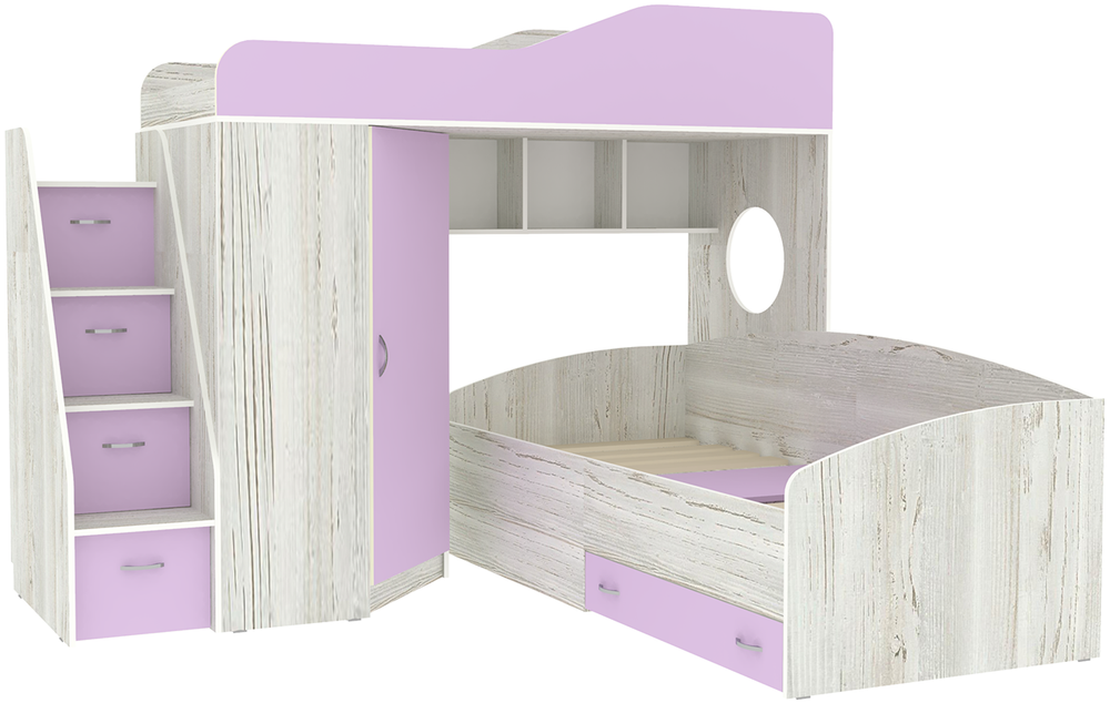 Двухъярусная кровать КарИВи  Кадет 2 с универсальной лестницей Винтерберг Ирис