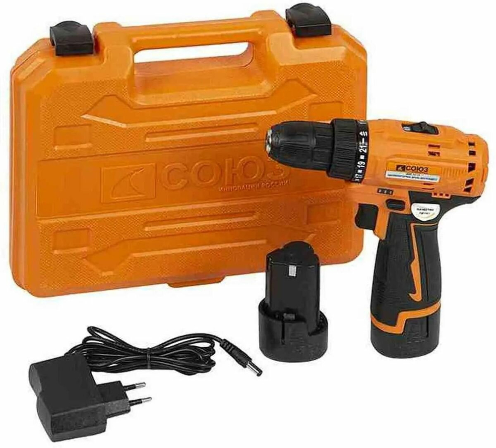 Дрель аккумуляторная бесщеточная СОЮЗ ДШС-12-1Л, 12 В, 45 Нм, 2 акк., 2,0 Ач, кейс