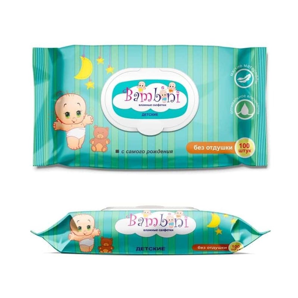 детские влажные солфетки Bambini  с самого рождения 100шт