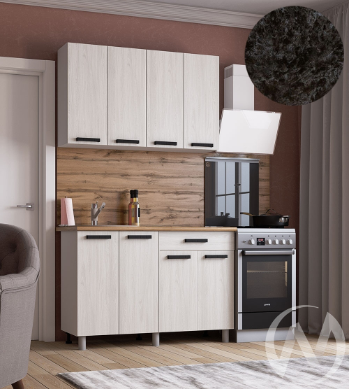 Кухня Элиана 1.2м (корпус белый/ясень анкор светлый) 26мм кастилло темный