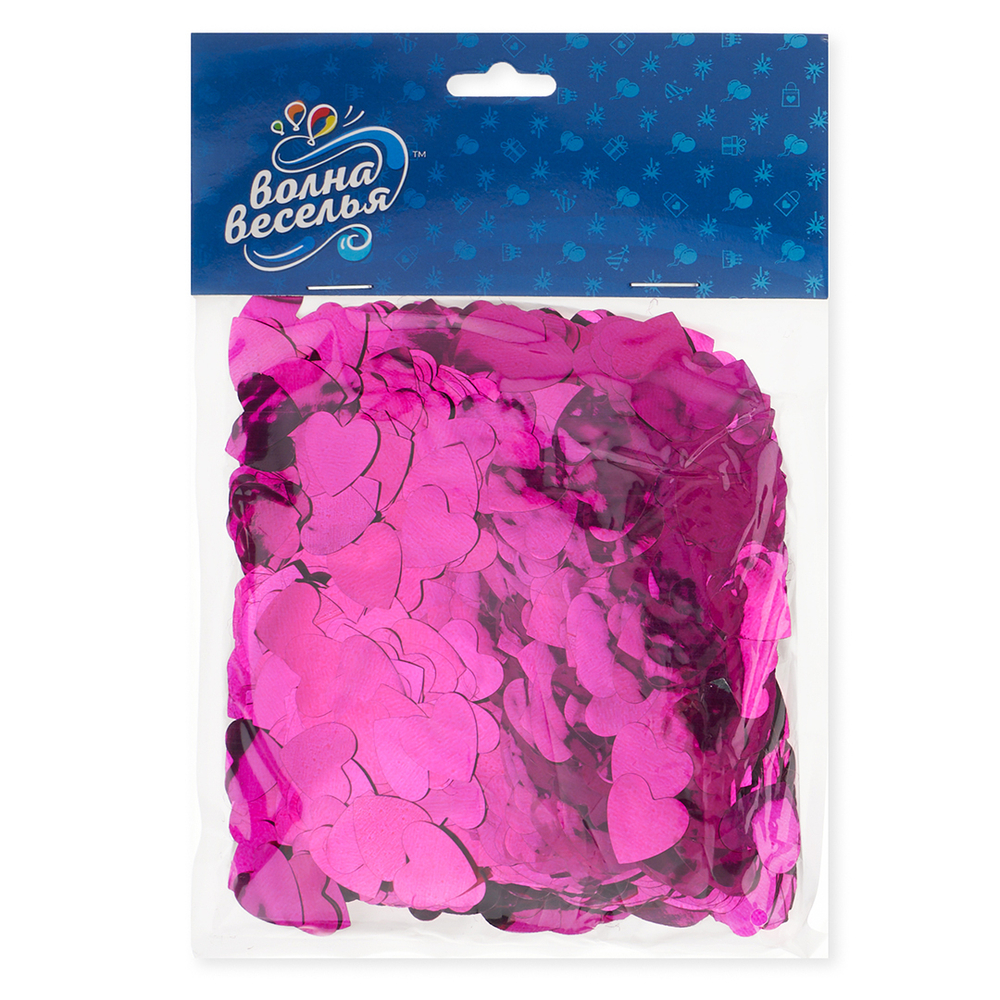 Конфетти фольга Сердце, Розовый, Металлик, 1,5 см, 50 г.