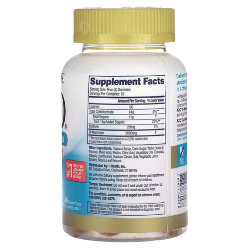 AZO, Жевательные мармеладки с D-маннозой, цитрусовые, 40 жевательных таблеток