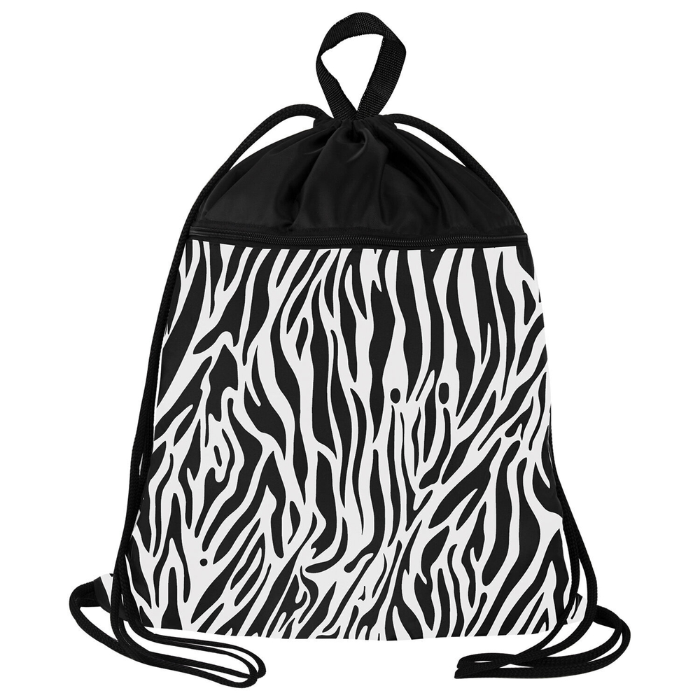 Мешок для обуви BRAUBERG большой с ручкой карман на молнии сетка 49х41 см "Zebra" (2 штуки в упаковке)