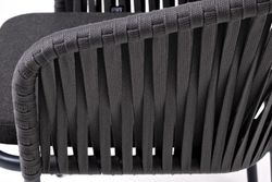 "Бордо" стул плетеный из роупа, каркас алюминий темно-серый (RAL7024) муар, роуп серый 15мм, ткань темно-серая 027