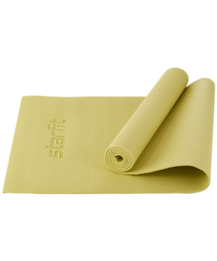 Коврик для йоги и фитнеса FM-101, PVC, 173x61x0,6 см, желтый пастель