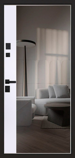 Входная металлическая дверь с зеркалом и декоративной вставкой под дерево - 1053