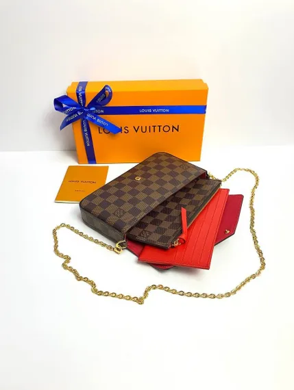 Клатч Louis Vuitton Felicie канва Damier Ebene коричневый