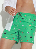 Мужские пляжные шорты с принтом в виде суши (Размер: M) (Цвет: салатовый)