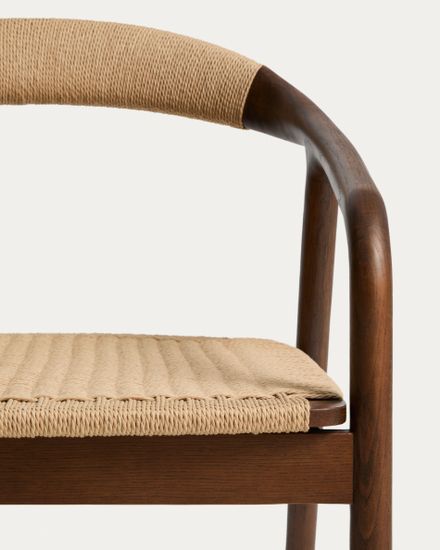 Кресло уличное Derile из дуба с отделкой орех и бежевой веревки