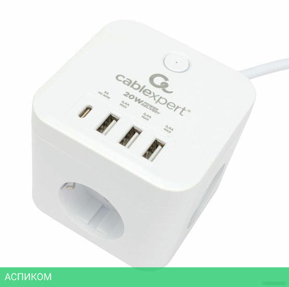 Сетевой фильтр Cablexpert Cube CUBE-3-CU3-W-1.5 белый