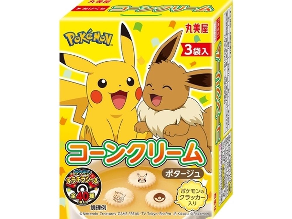 Крем-суп кукурузный с крекерами Покемон, Marumiya, (3 порции) коробка 53,1 гр