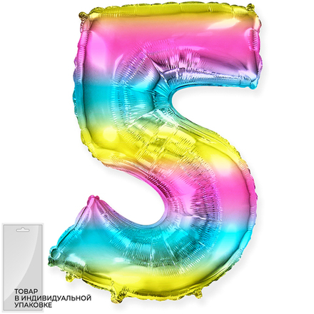 Цифра "5" радужный Fm в упаковке