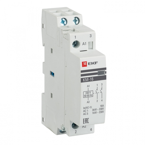 Контактор модульный 16А 230В 2НО AC (1 мод.) km-1-16-20 EKF