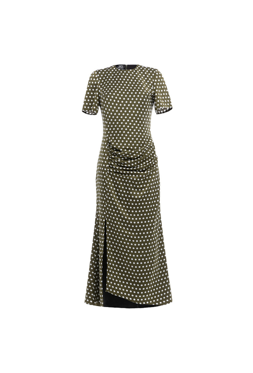 Платье "в горох" с декоративными складками 09-02-25 SS