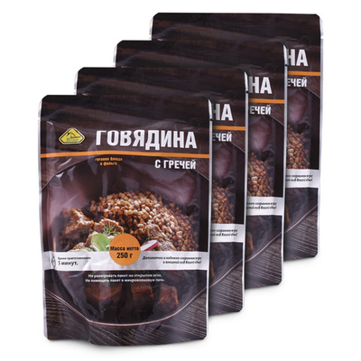 Готовое блюдо "Говядина с гречей" 250 гр (Деревня Потанино) 4шт*250г, 1кг