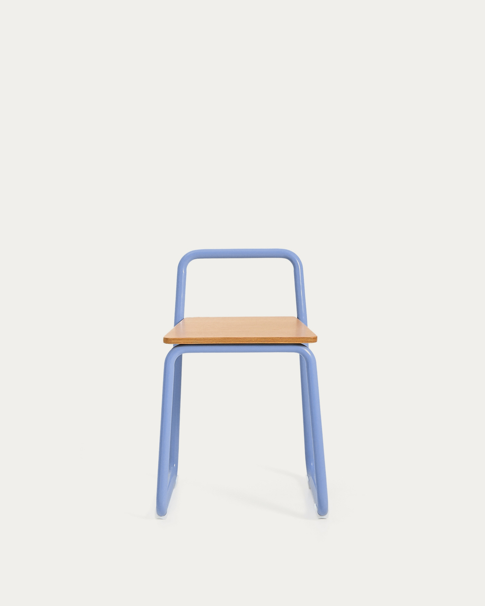 Tinn Стул из ясеневого шпона с синей металлической конструкцией