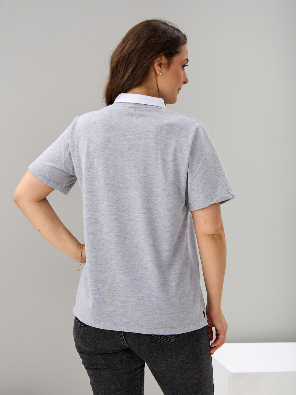 Блузка БЛк-143/пике-серыймеланж