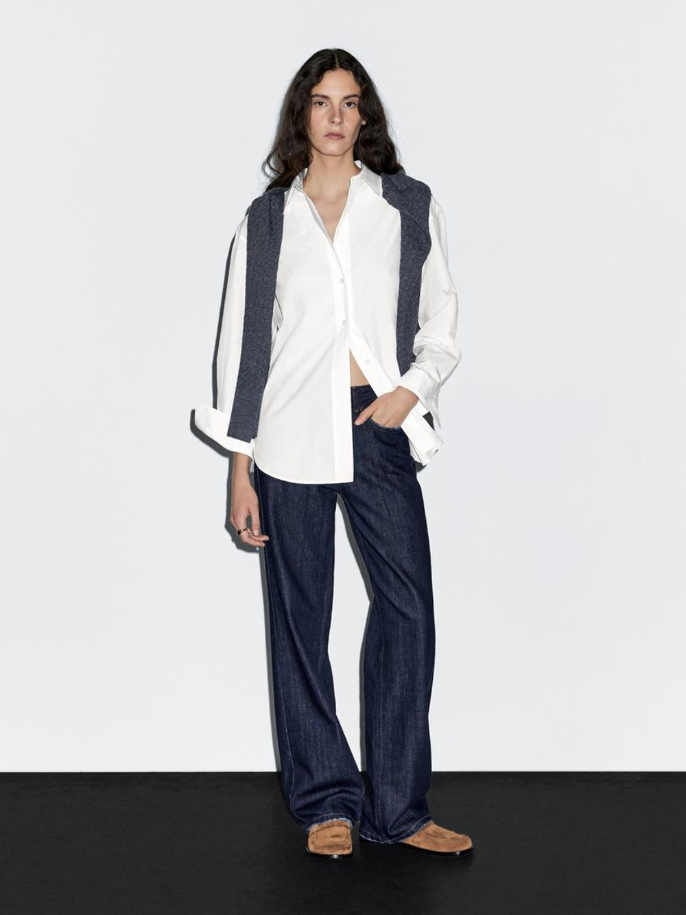 Massimo Dutti Рубашка из 100% хлопкового поплина, белый