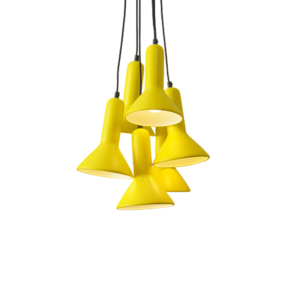 Pendant design lamp  TORCH S1 by Sylvain Willenz (Yellow,  6 lampshades)
