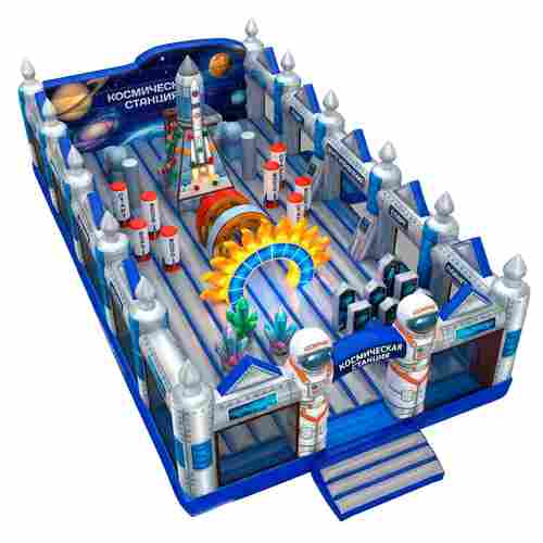 Коммерческий надувной батут «Космическая станция», 12,1×7,1×3 м, без горки