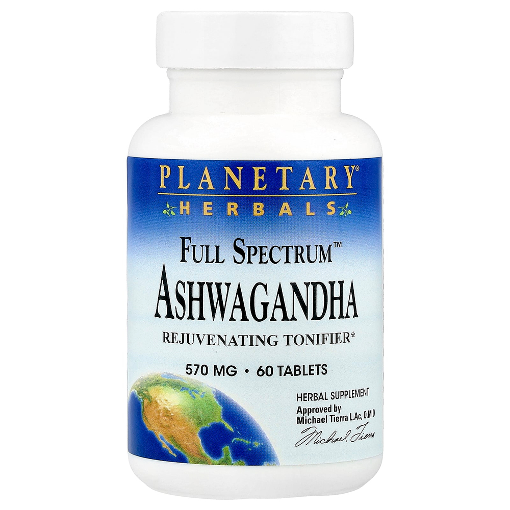 Planetary Herbals, Ашвагандха полного спектра действия, 570 мг, 60 таблеток