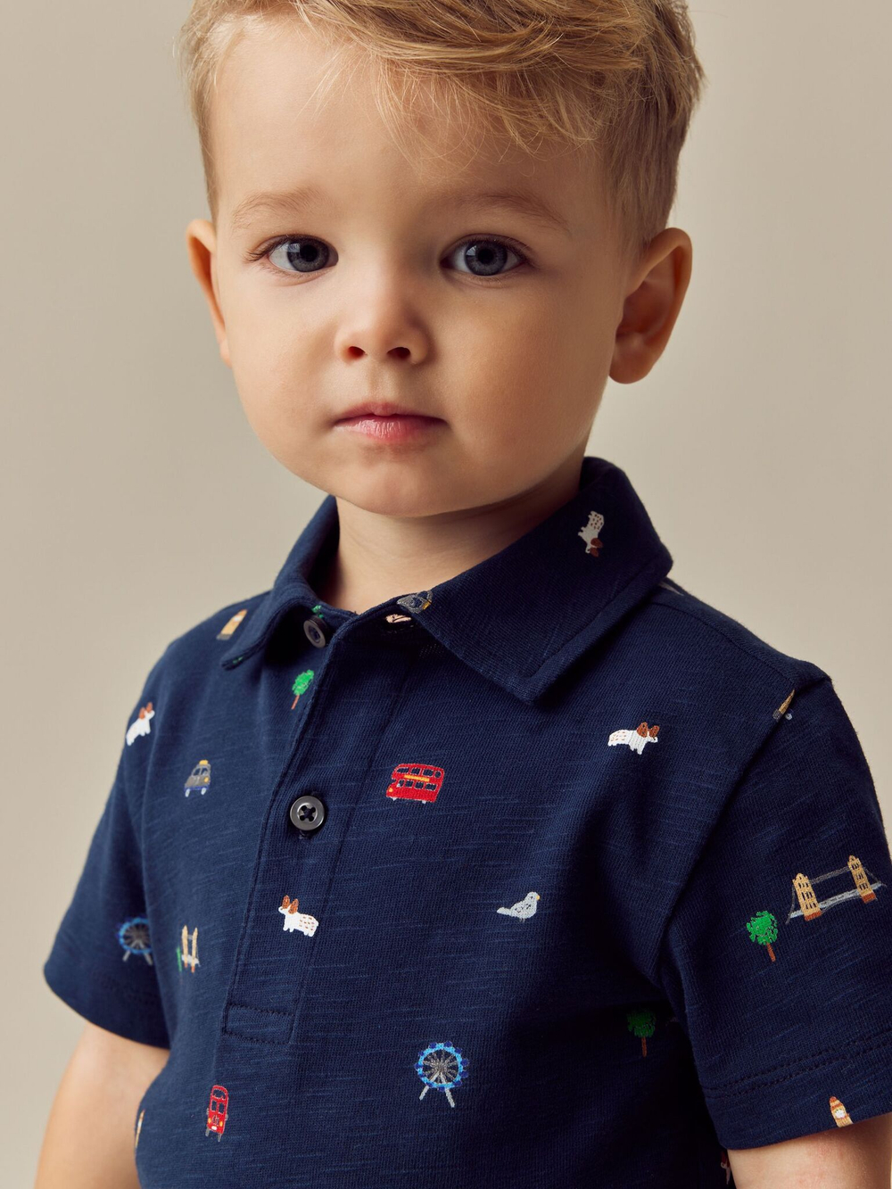 Поло и шорты в комплекте для мальчика Next E67-871, Темно-синий, Красный