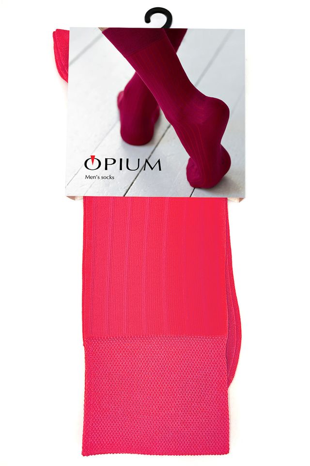 Мужские розовые носки из мерсеризованного хлопка  "в рубчик"