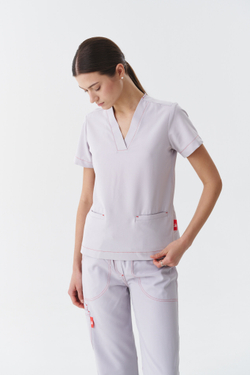 Топ медицинский женский Лаконико, жемчужно-серый