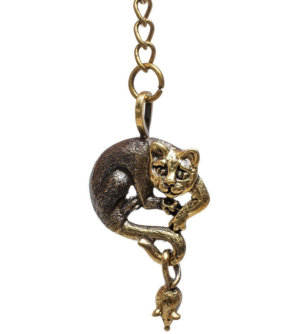 AM-1620 Брелок «Кот с мышкой» (латунь)