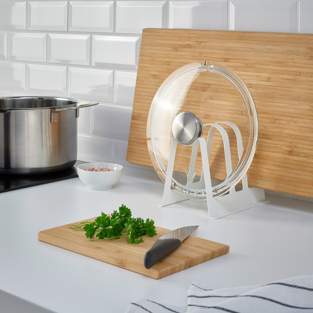 IKEA AVSTEG  (ИКЕА АВСТЕГ)  -  Подставка для доски и крышки, белая, 14 см