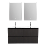 Тумба с раковиной подвесная BelBagno UNO-1200-4C-SO-GSO Темно-Серый матовый, раковина белая BB-8099-120-2 с 2-я чашами