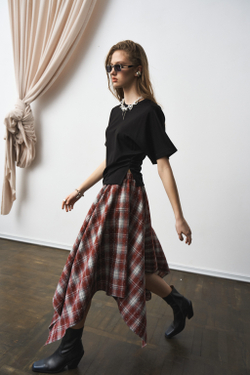 Юбка 1302 принт клетка-килт бордовый