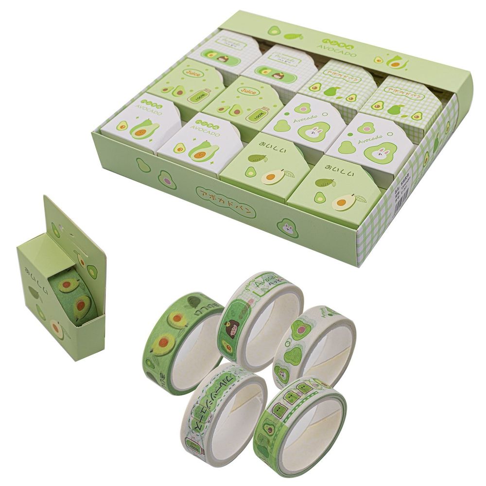Декоративная клейкая лента Alingar, 15 мм х 5 м - 1 шт, &quot;Авокадо&quot;, асcорти, в индивидуальной упаковке, шоу-бокс