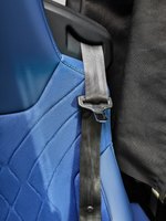 Чехлы Люкс MAN TGX, TGS с 2021 года без регулировки ремня безопасности водителя по высоте (экокожа, синий, синяя вставка)