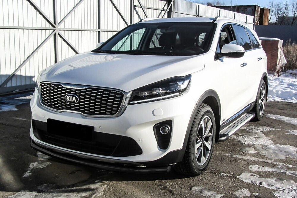 Защита переднего бампера (нержавейка) Kia Sorento Prime (2017-2020) d57 (черный)