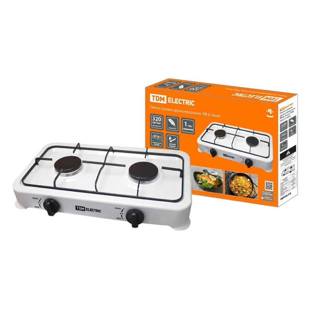 Плита газовая 2 конф, бел, TDM, ГП-2, SQ2515-0002