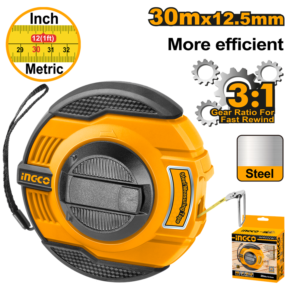 Рулетка геодезическая 30 х 12,5 мм стальная лента